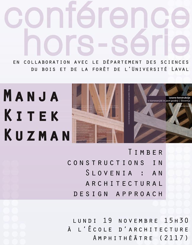 Conférence de Manja Kuzman à l'École d'architecture